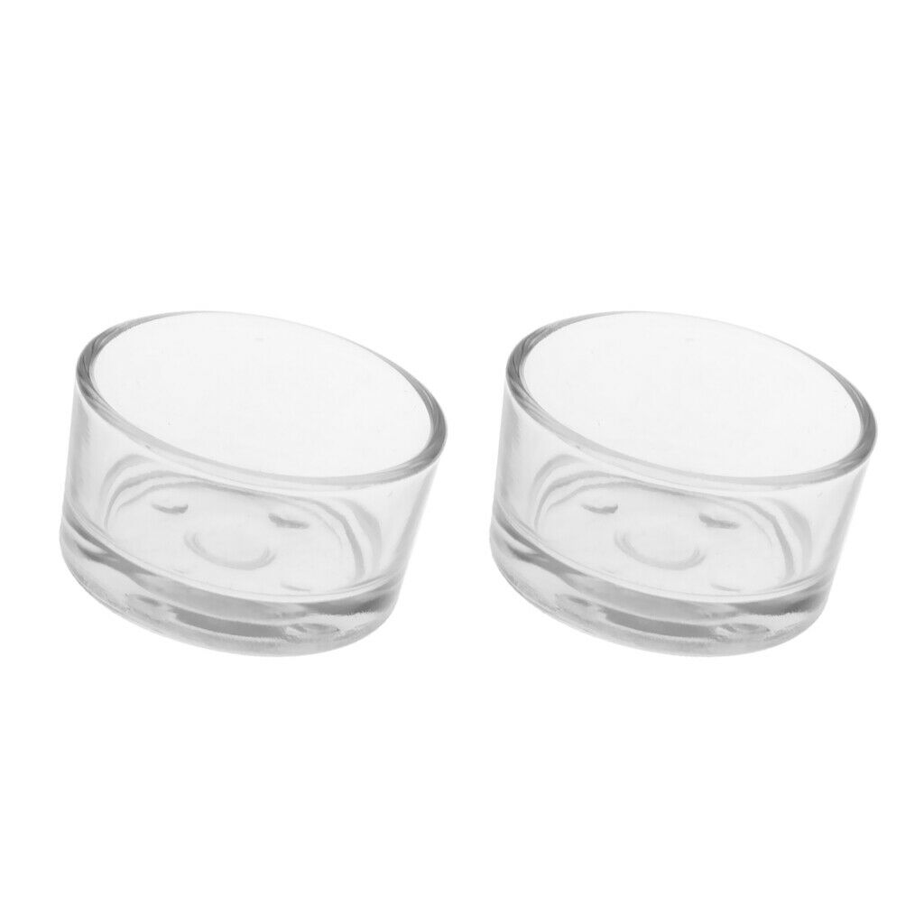 2 Count Transparent Glass Reptile  Water Food Bowl Feeder Bowl Basin