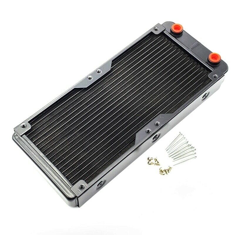Water Cooling Aluminum Radiator 18 Pipe 240mm Heat Sink Threaded Port for CoI9Q5