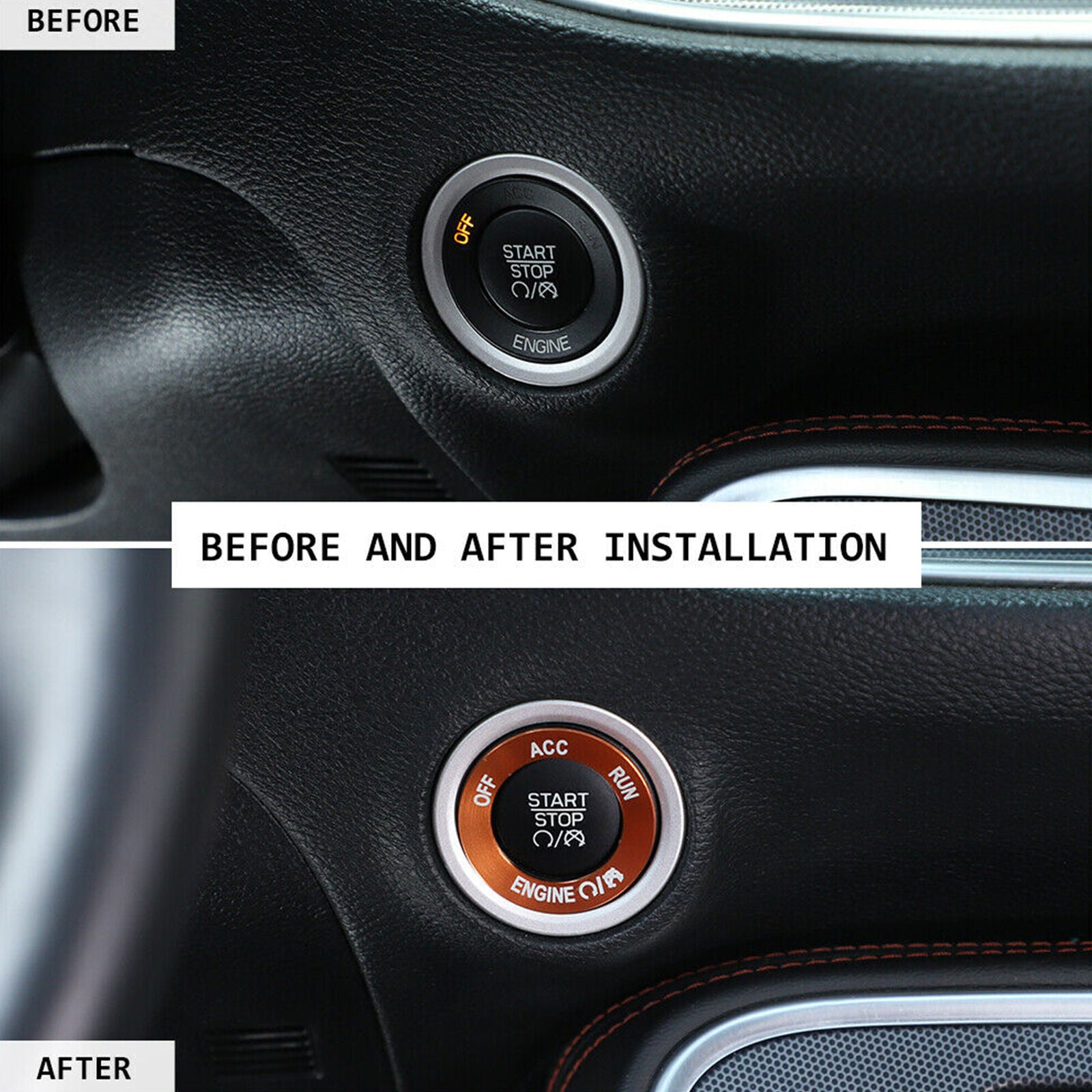 Engine Start Stop Button Trim Ring for Dodge Challenger/Charger/Ram 2010+ Orange