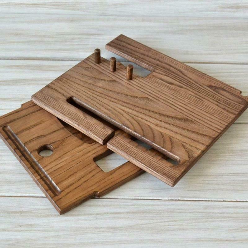 Wooden Cell Phone Stand Wood Mobile Base Charging Watch Organizer Tray for Gifts