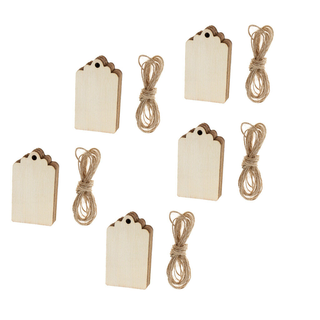 50x Blank Wood Wooden Gift Tags for Wedding Christmas Tree Hanging Decor