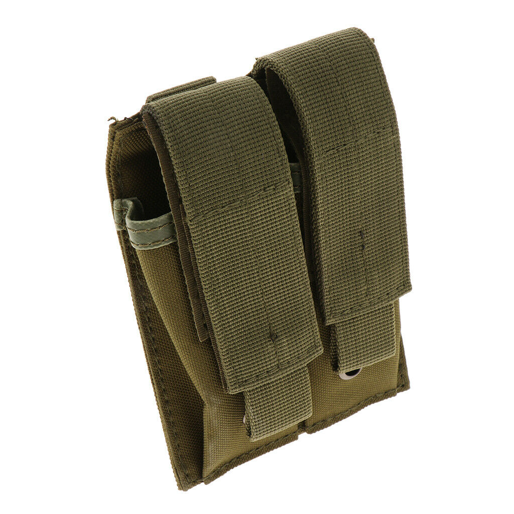 Outdoor Double Pouch Bag Flashlight Holder Sports Travel Pouch Navy Green