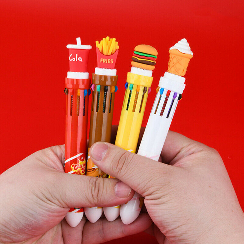 10 Colors Cute Ballpoint Pen School Office Supply Stationery Coke Burger Fr Kt
