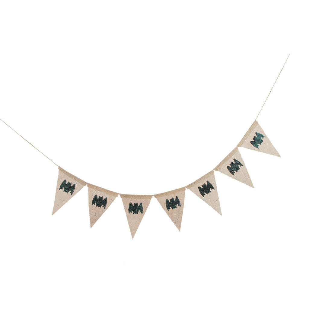 Halloween Bat Hessian Pennant Flag Banner Hanging Garland Decor Photo Prop