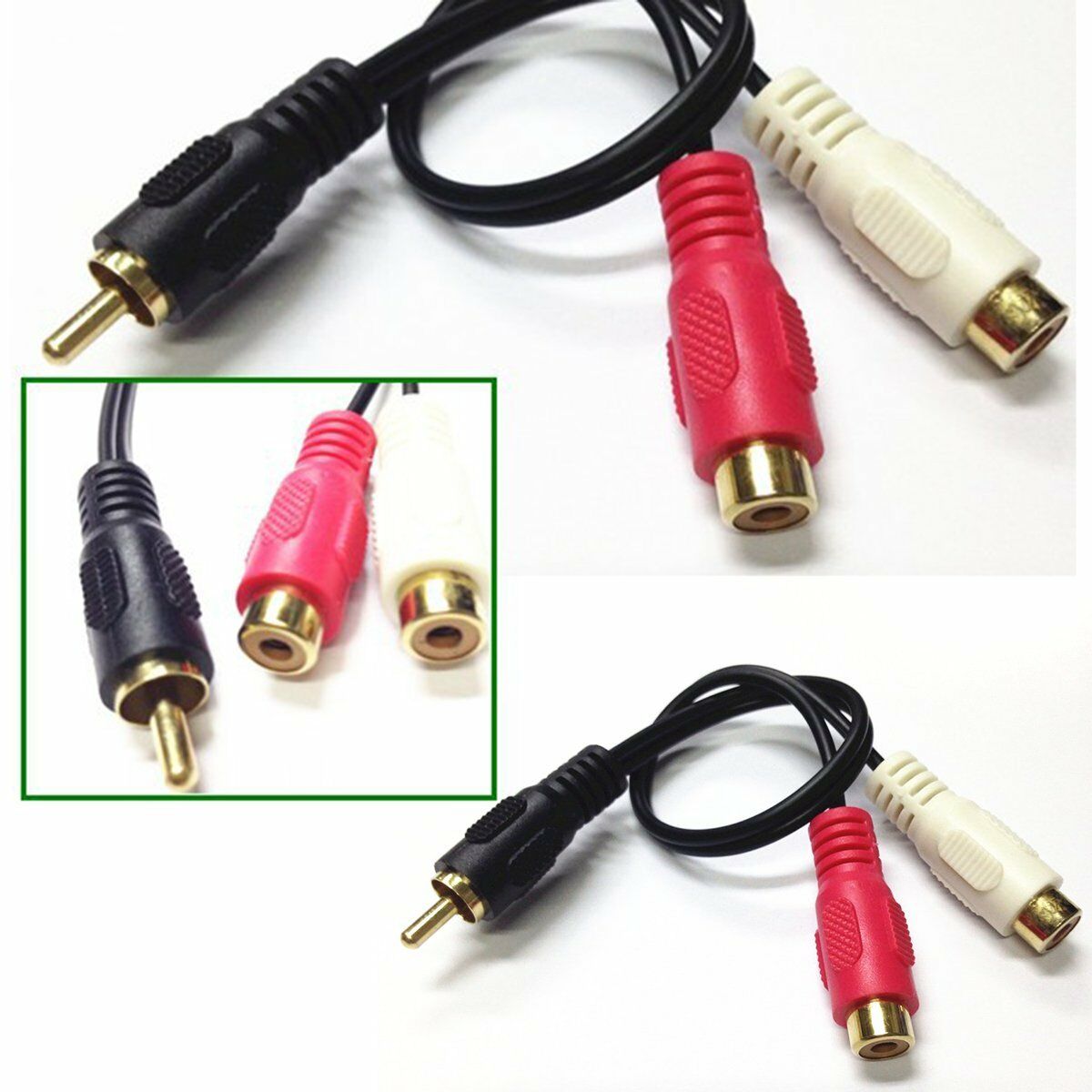 0.25m Stereo Male Plug to 2RCA Female Jack Y Cable Splitter Audio Video Adapter