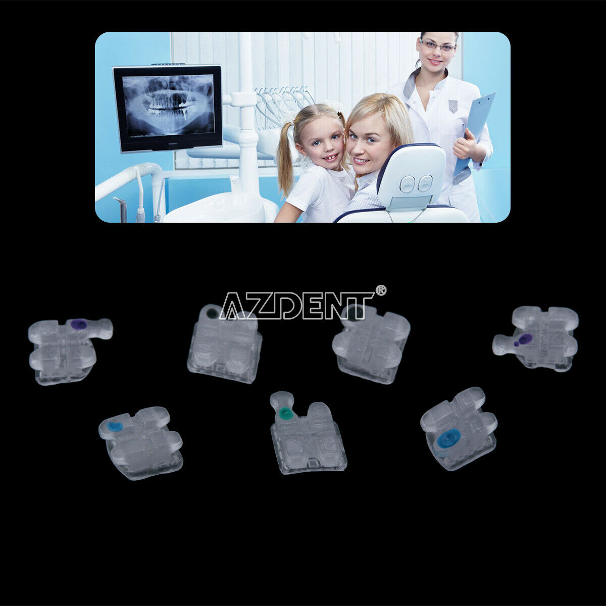 10X Dental Orthodontic Ceramic Brackets Marked Braces MBT.018 Hooks 3 4 5
