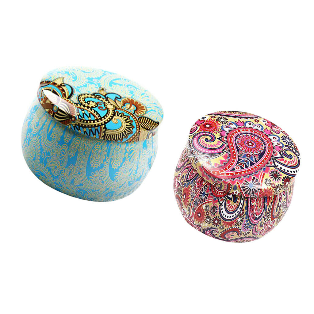 2 PCS/Set Tinplate Box Cookies Candy Storage Jar for Christmas Wrapping Gift