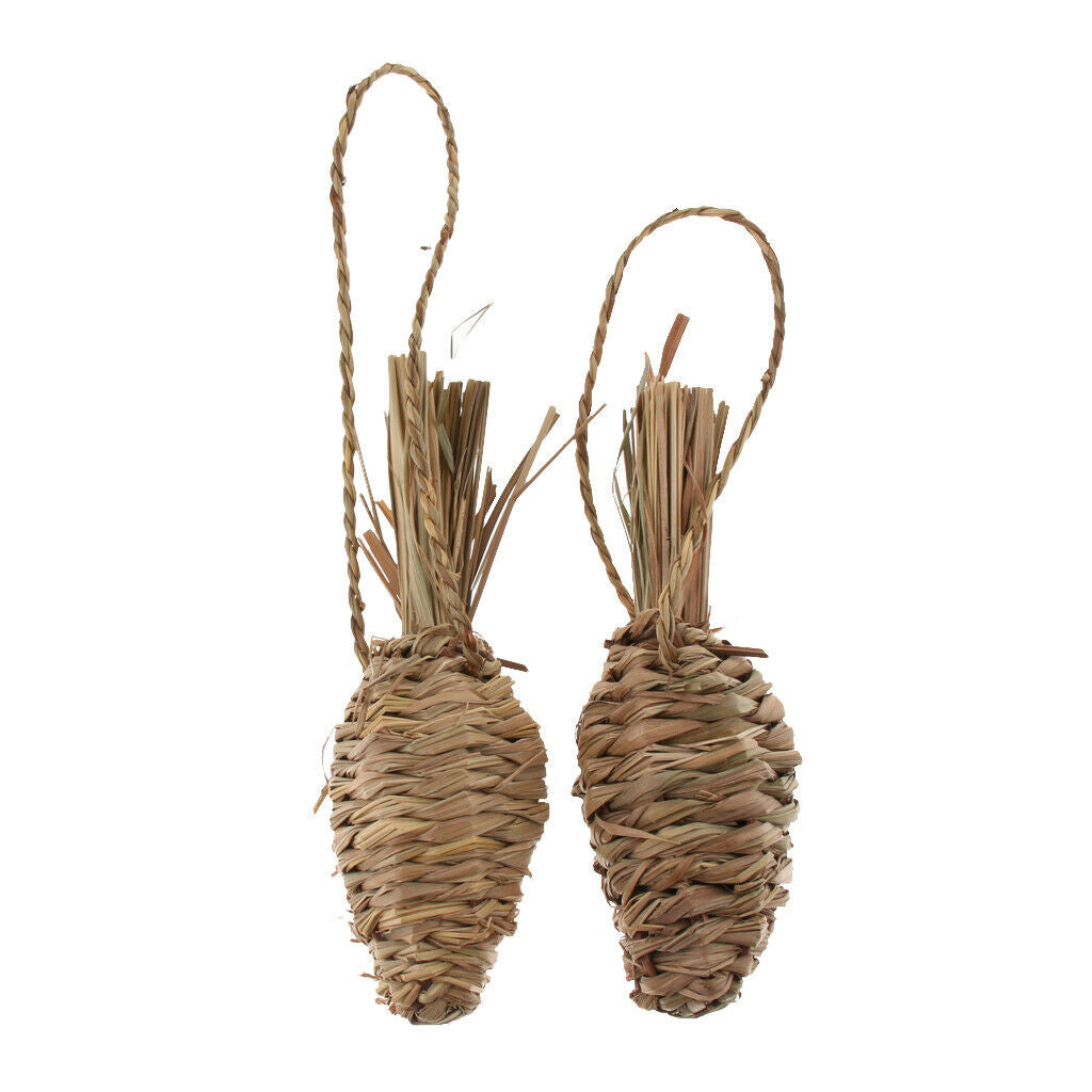 2Pcs Natural Grass Carrot Radish Bird Chewing Bites Toys For Small to Large
