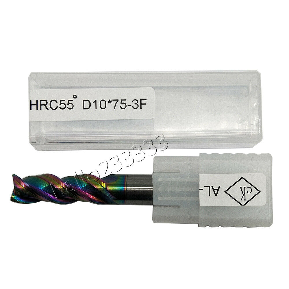 HRC55° φ10×75×3F 10mm Tungsten Carbide End Mill 3-Flute  For aluminum D10*75-3F