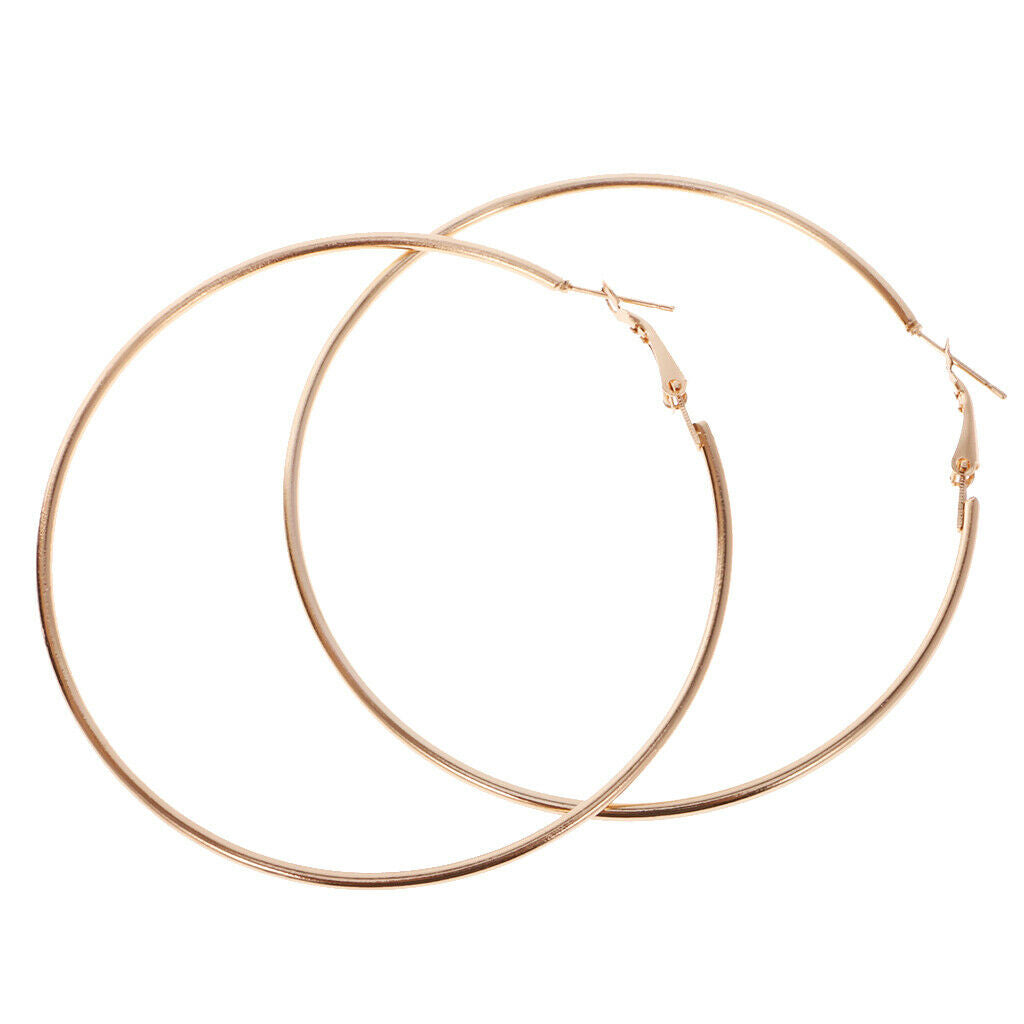 6 Pairs Fashion Women Girls Punk Alloy Smooth Big Large Round Hoop Earrings