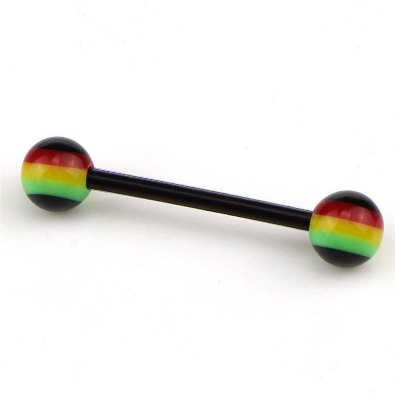 20x Multicolor Stud Tounge Rings Bar  Barbell Body Piercing  Jewelry Spiri.l8