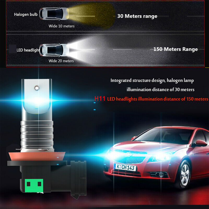 2X H8 H9 H11 Car LED Headlight Conversion Bulbs 30000LM 6000K Single/ Hi/Lo beam