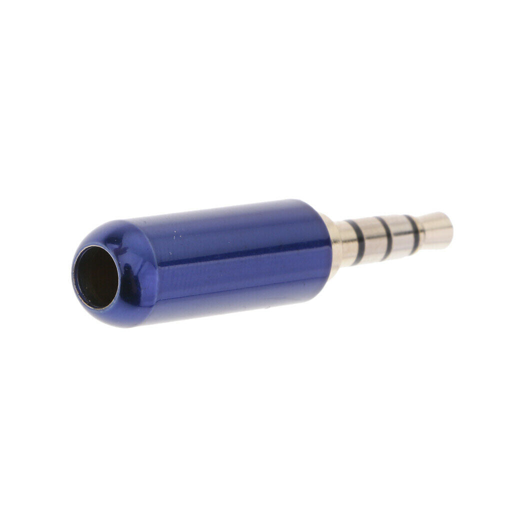2X 3.5mm 4 Pole Male Repair Headphone Microphone Jack Plug Metal Soldering Blue