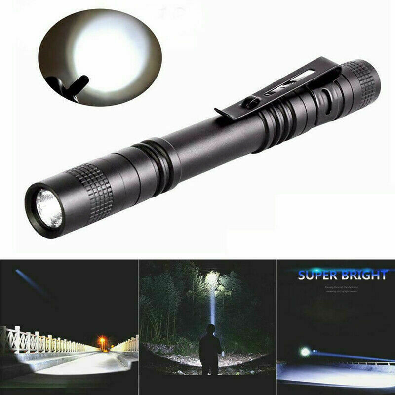 5Pack LED Flashlight Clip Mini Light Penlight Portable Pen Torch Lamp Waterproof
