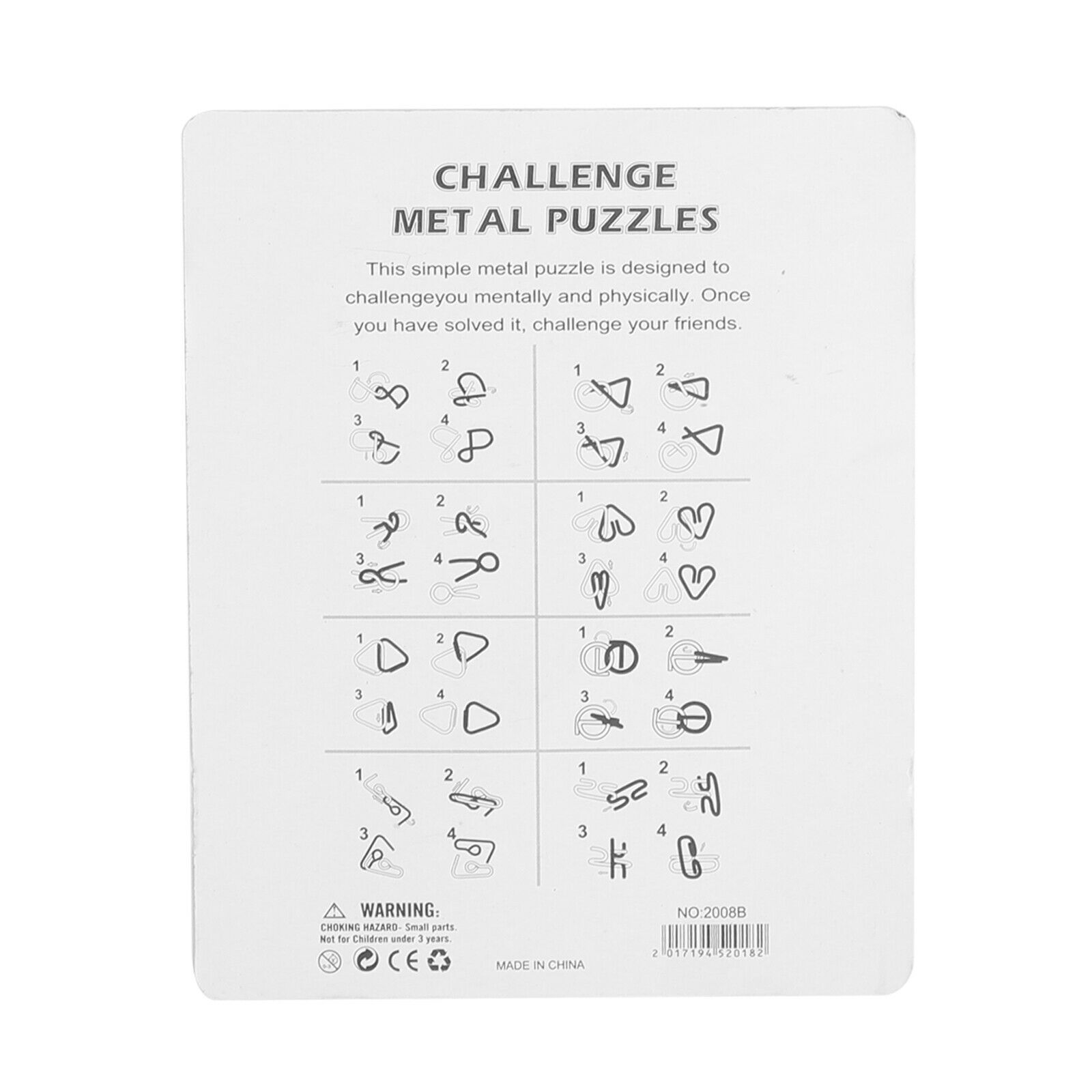 Metal Wire Puzzle Game IQ Test Mind Gift Brain Teaser Toys Magic Ring B AV