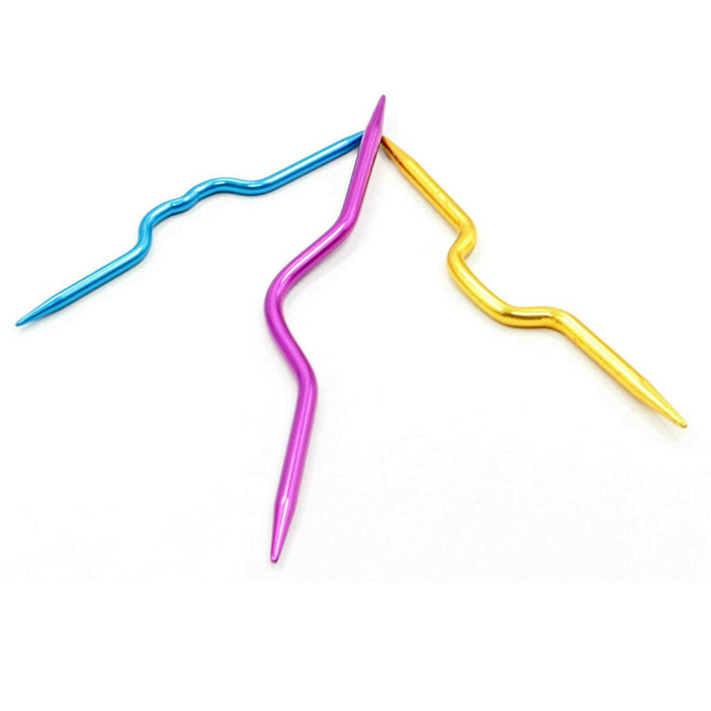 3 Sizes Aluminum Cable Stitch Knitting Holders Twist Needles Tool Set