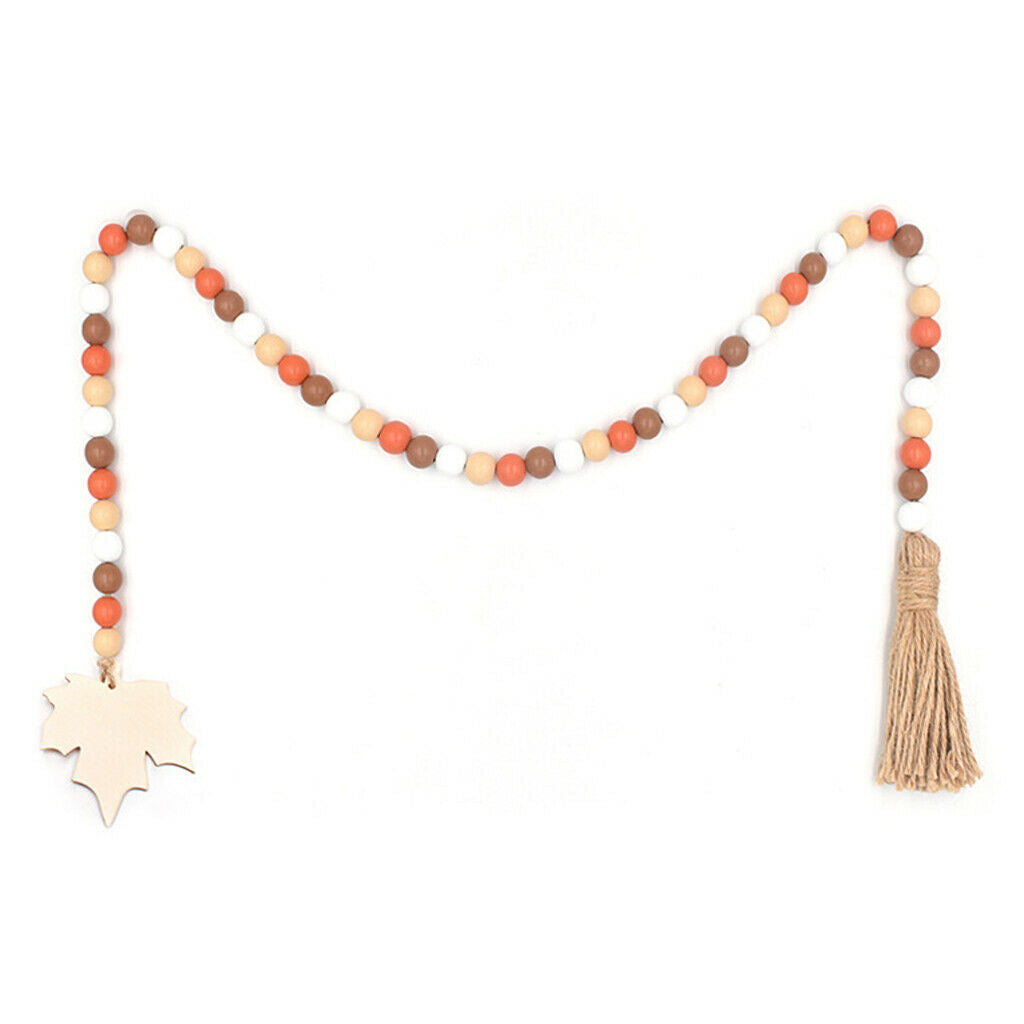 Halloween Wood Bead Garland Set Wooden Prayer Beads Farmhouse Hanging Decor