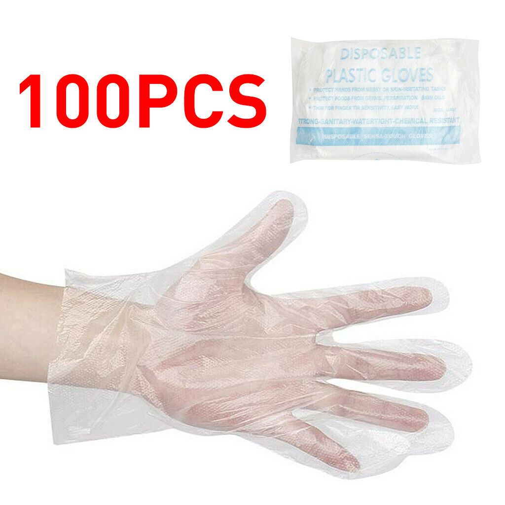 100Pcs Disposable Hair Cut Salon Gowns Capes Cloth Apron + Ear Cover Gloves