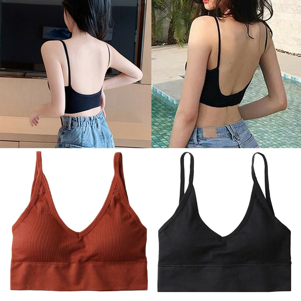 2 Pcs Womens Trendy V Neck Bralette Summer Comfort Bra Yoga Bra Breathable