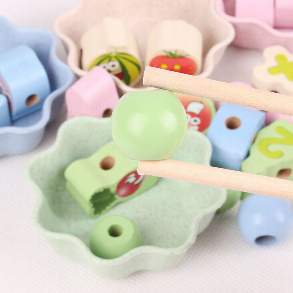 DIY String Wooden Beads Stacking Blocks Clip Bead Monterssori Sensory Toys