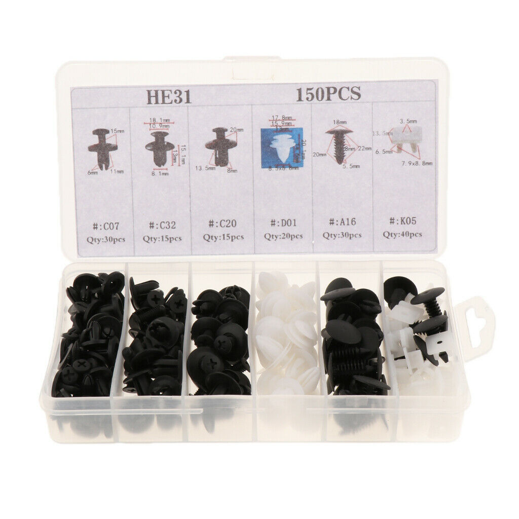150pcs Auto Fastener Universal Car Nylon Push Pin Rivet Trim Panel Clip