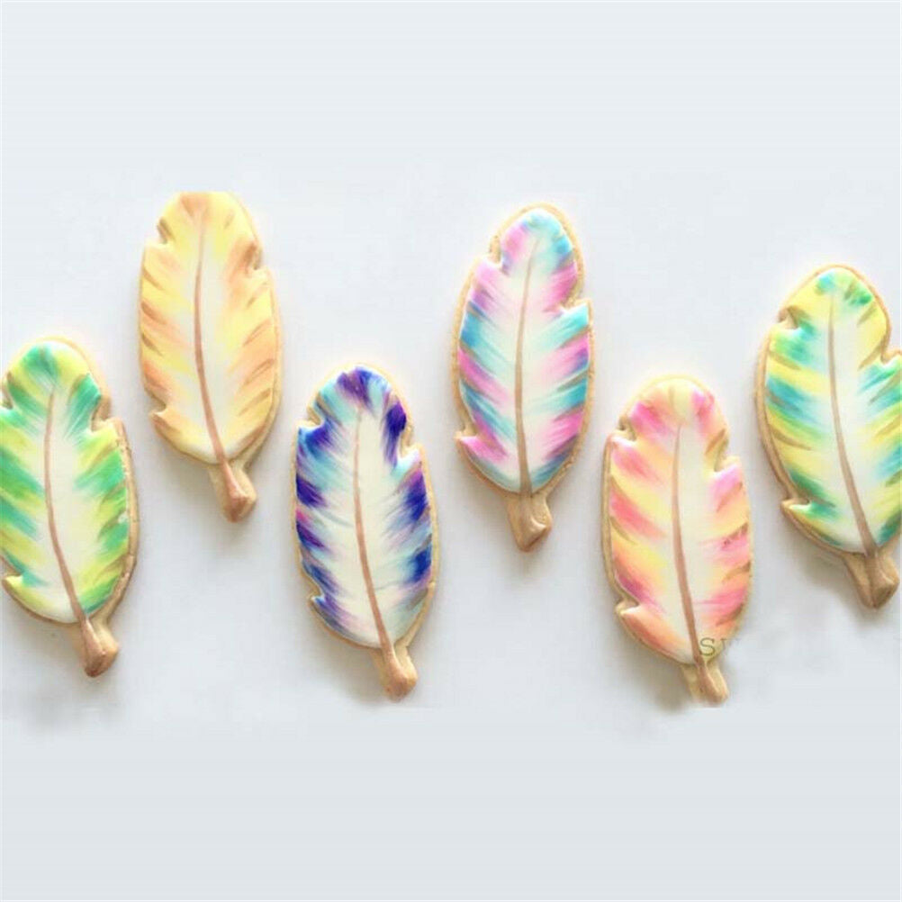 feather shaped stainless steel cutter biscuit cookie mold baking decor too.l8