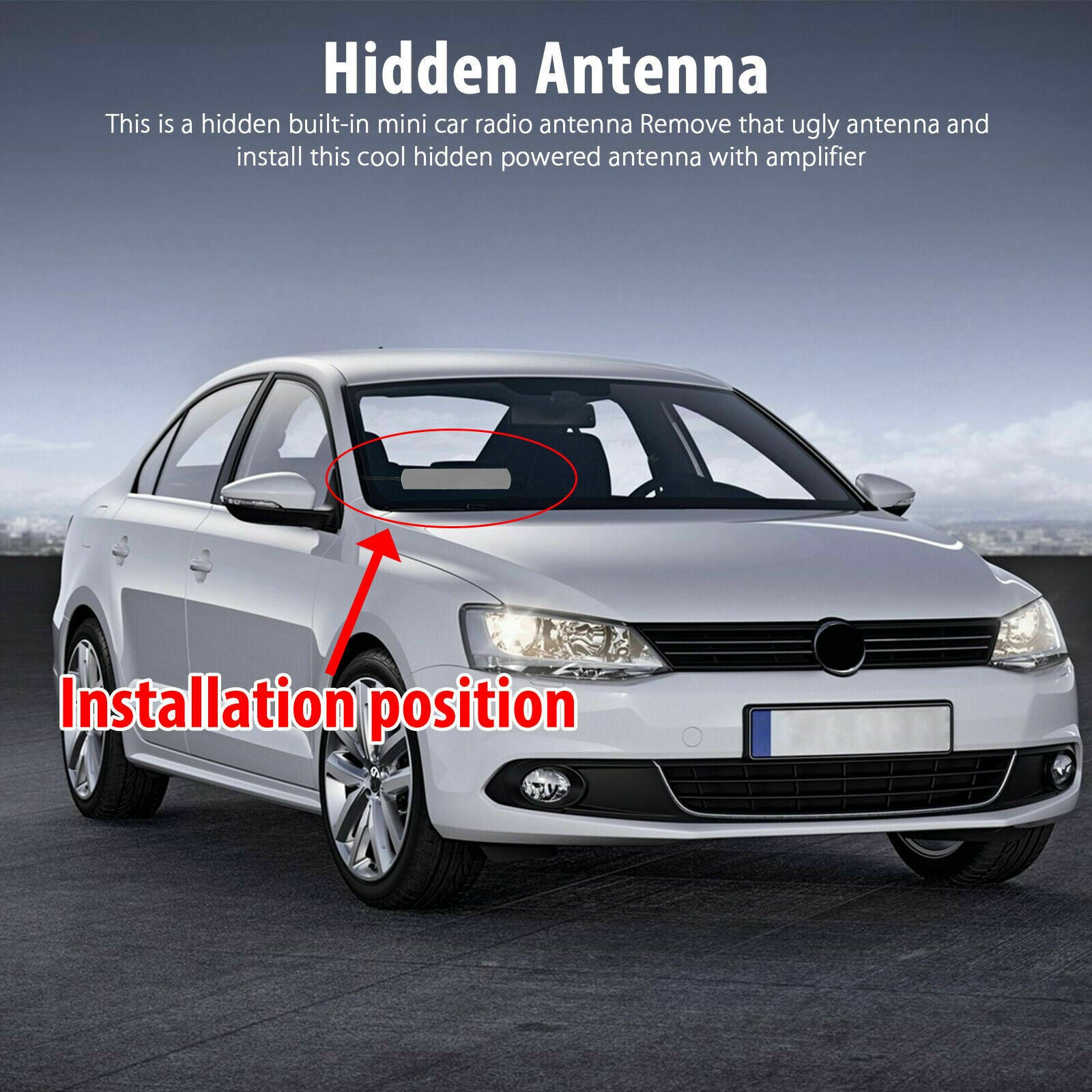 Car Radio Stereo Hidden Antenna Stealth FM AM For Vehicle Truck Motorcycle Boat
