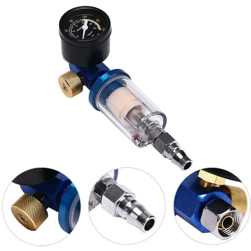 Spray Paint Gun Kit Air Regulator Gauge & In-line Air Oil Water Separator Fil Tt