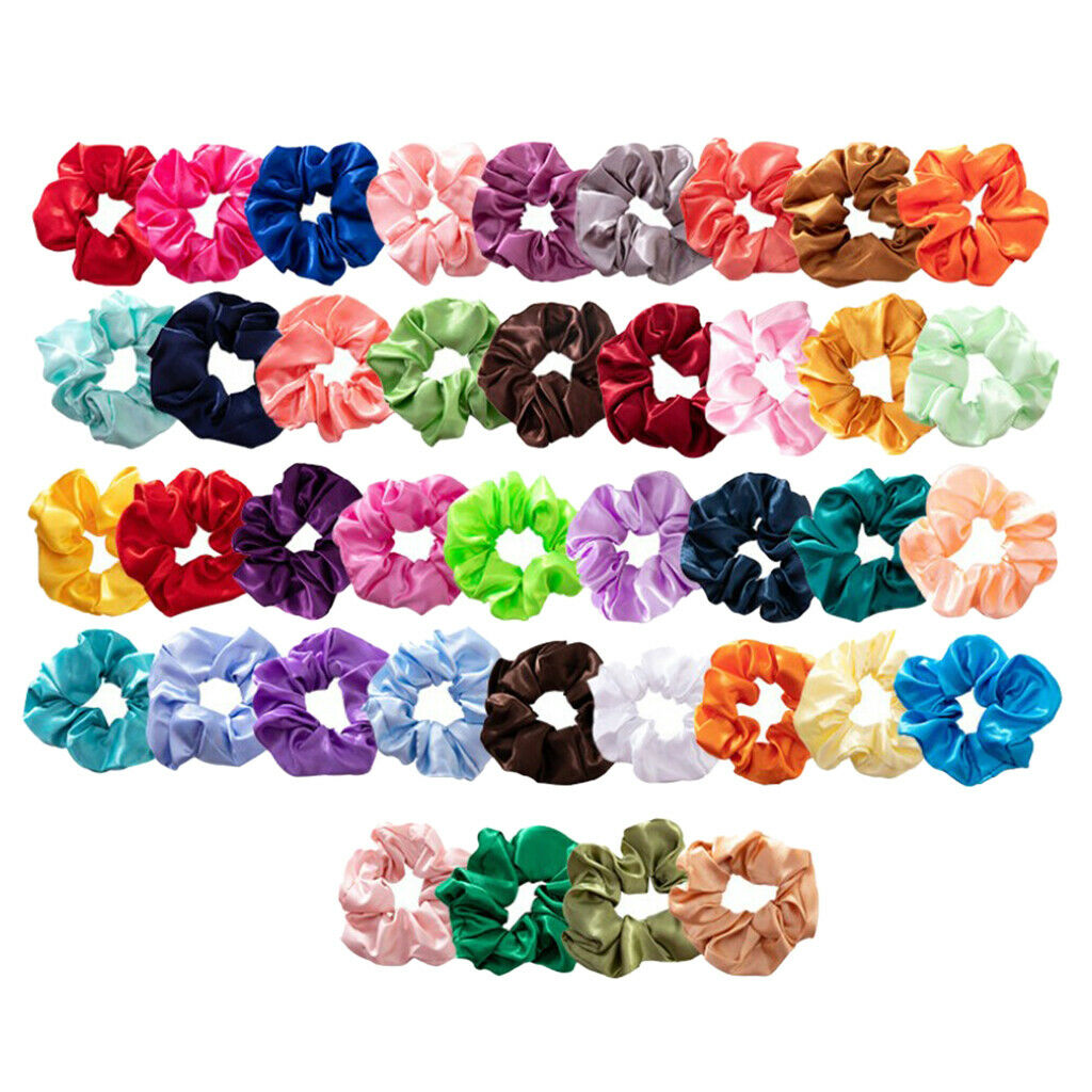 40Pack Hair Scrunchies Silk Satin Scrunchy Bobbles Elastic Hair Bands Holder