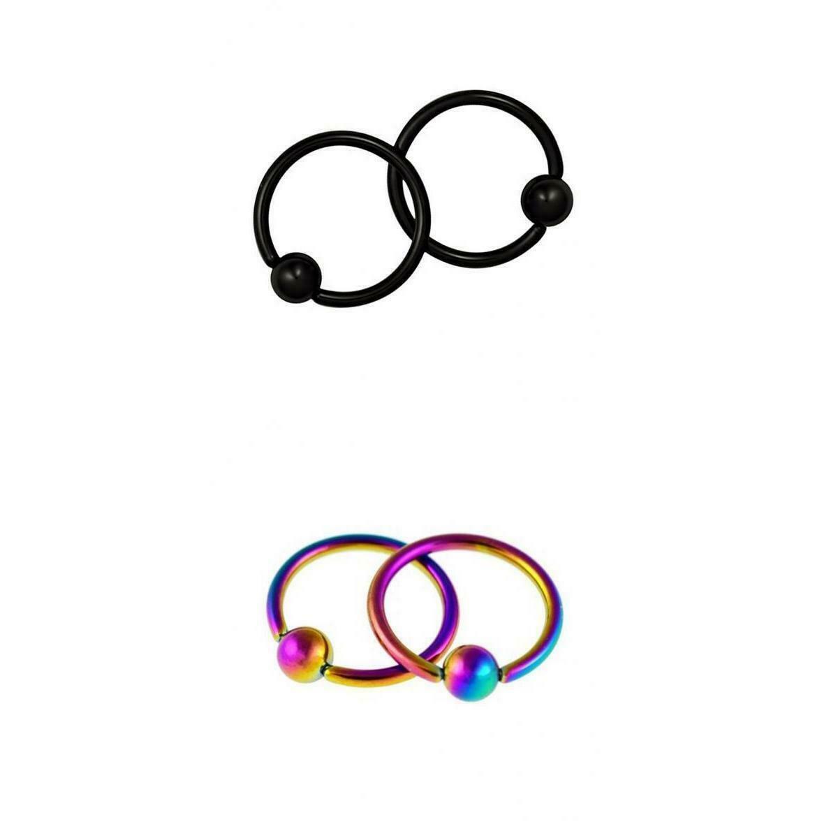 2 Pairs 16G 4mm 316L Captive Bead Nose Helix Tragus Lip Hoop Piercing Rings