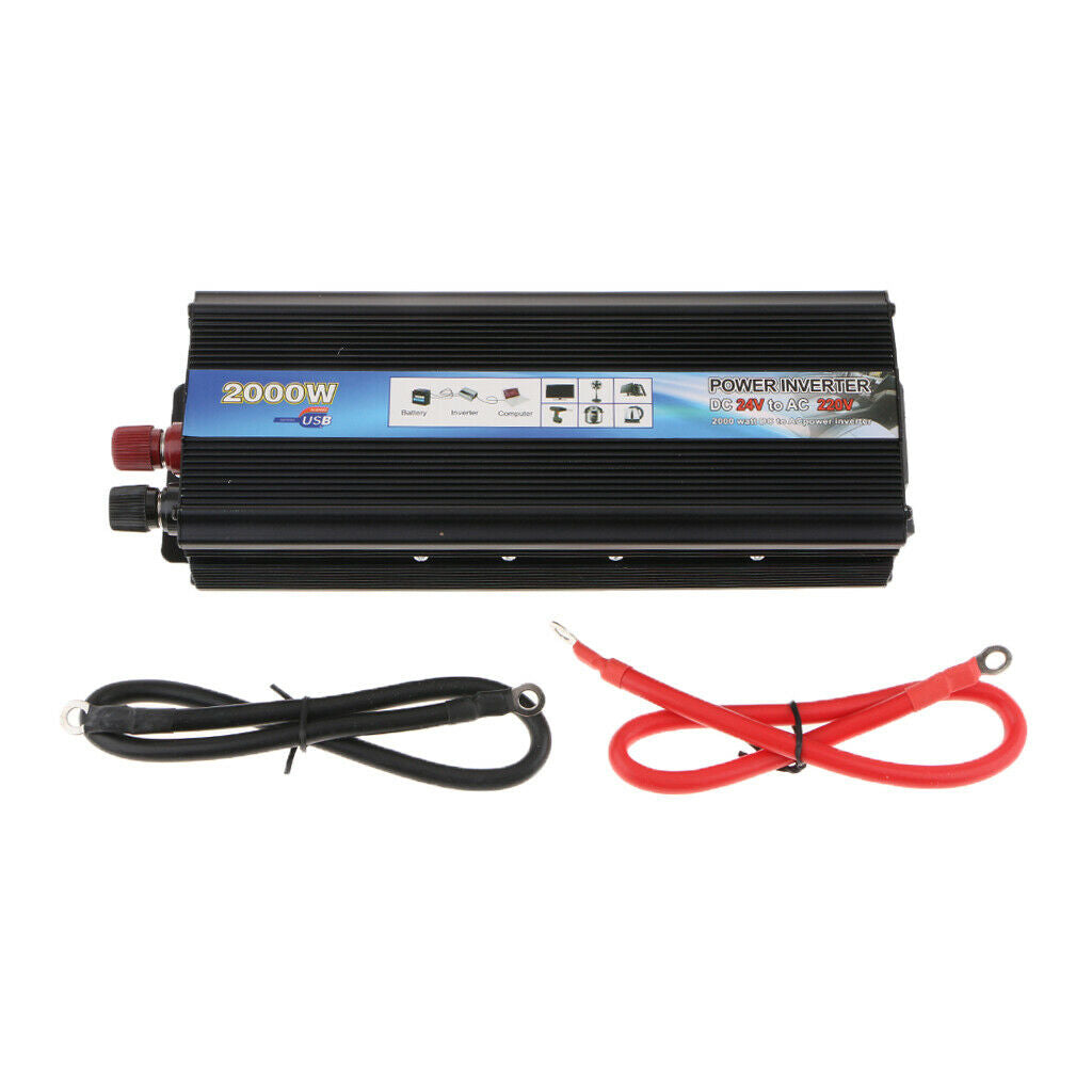 2000W Modified Sine Wave Solar Power Inverter 24V to 220V Converter Black