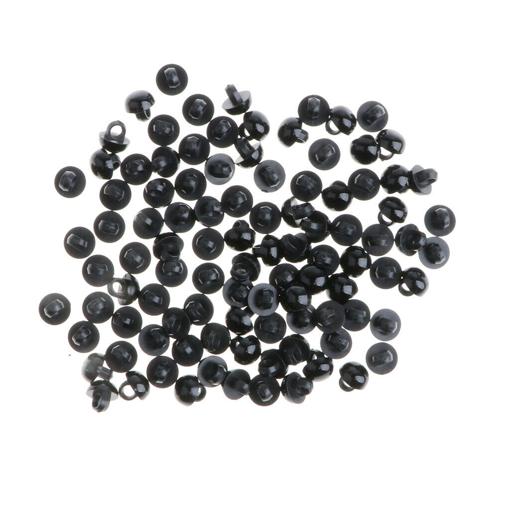 100pcs 9mm Solid Black Mushroom Domed Sewing Button Animal Eyes Nose