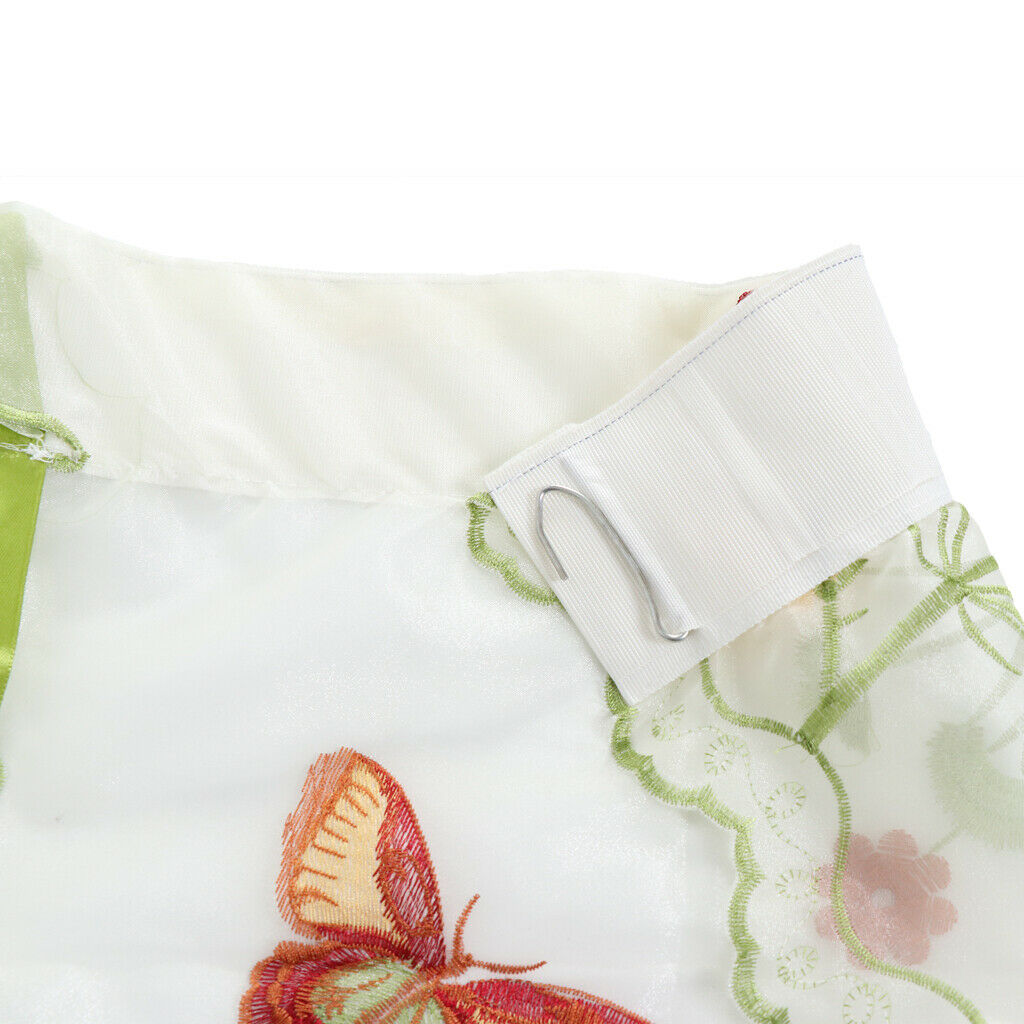 Roman Curtain Butterfly Tie Up Yarn Embroidered Sheer 200x80cm Beige