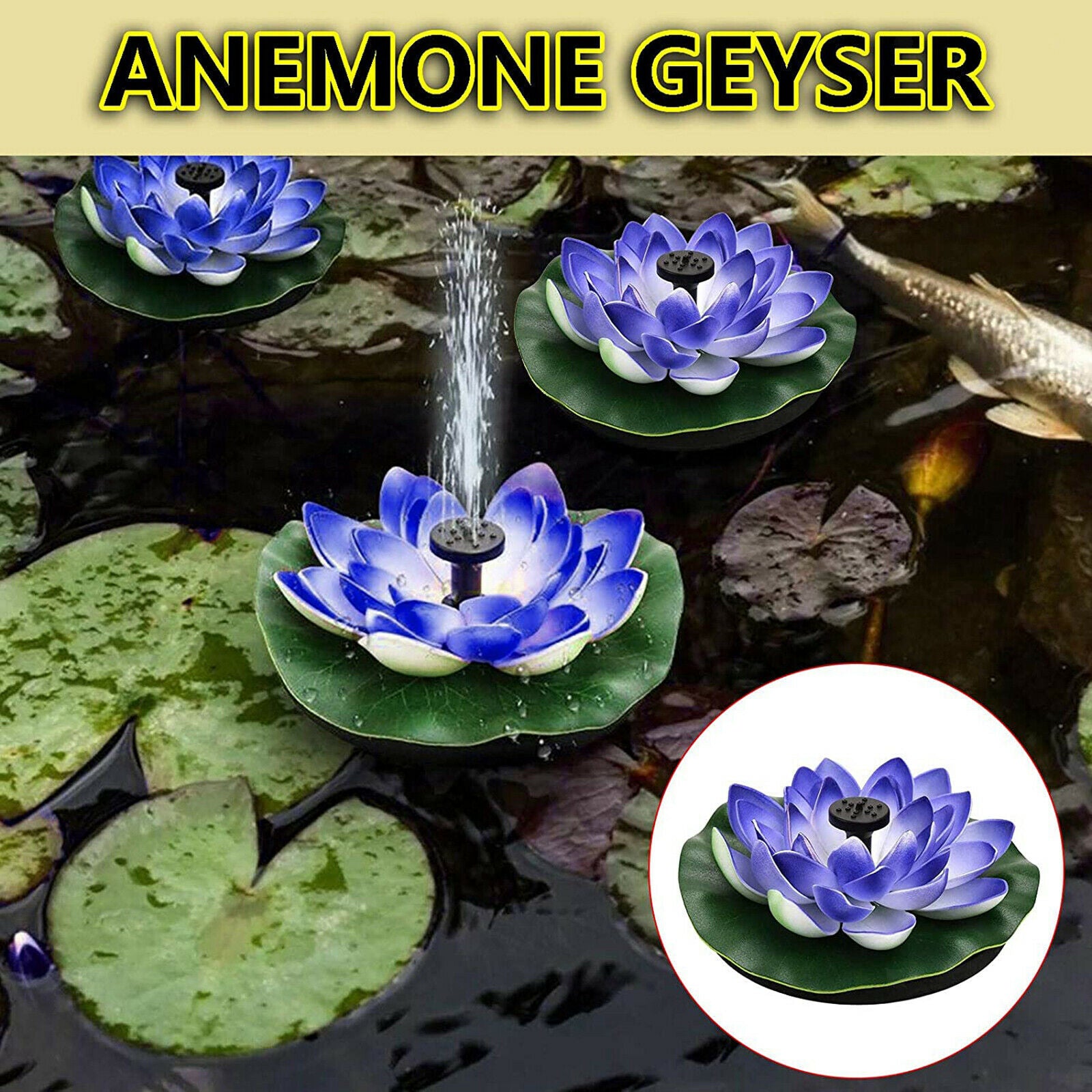Lotus Solar Floating Fountain Water Pump Panel Birdbath for Pond Pool Fishs