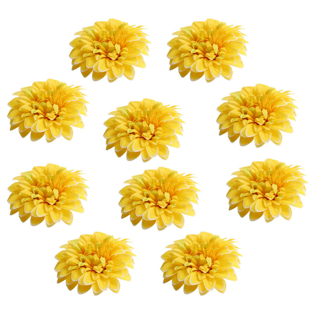 10x Artificial Chrysanthemum Flower Head Wedding Home DIY Craft Decor Yellow