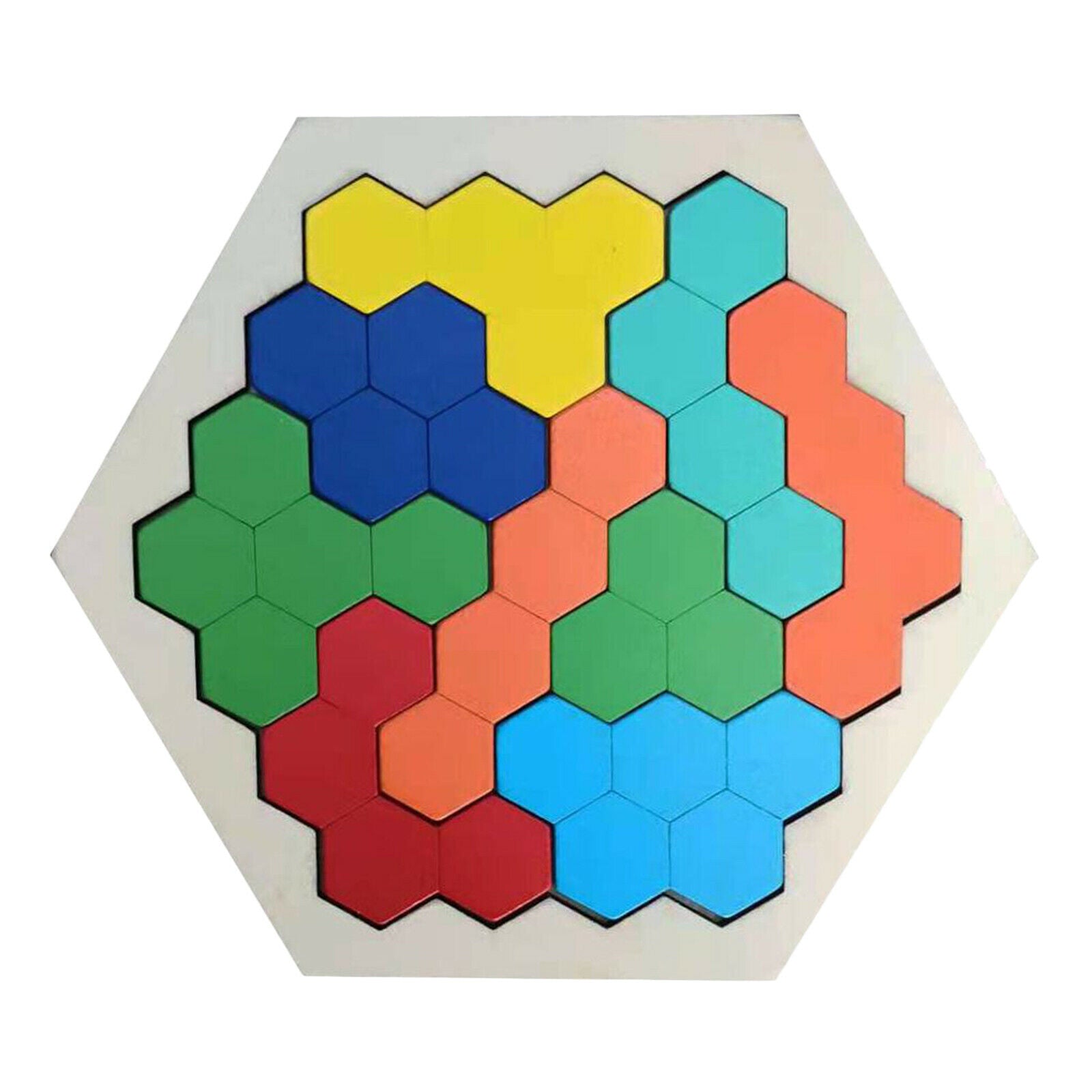 Wooden Hexagon Building Block Puzzle Jigsaw Montessori Game Gift for Kids
