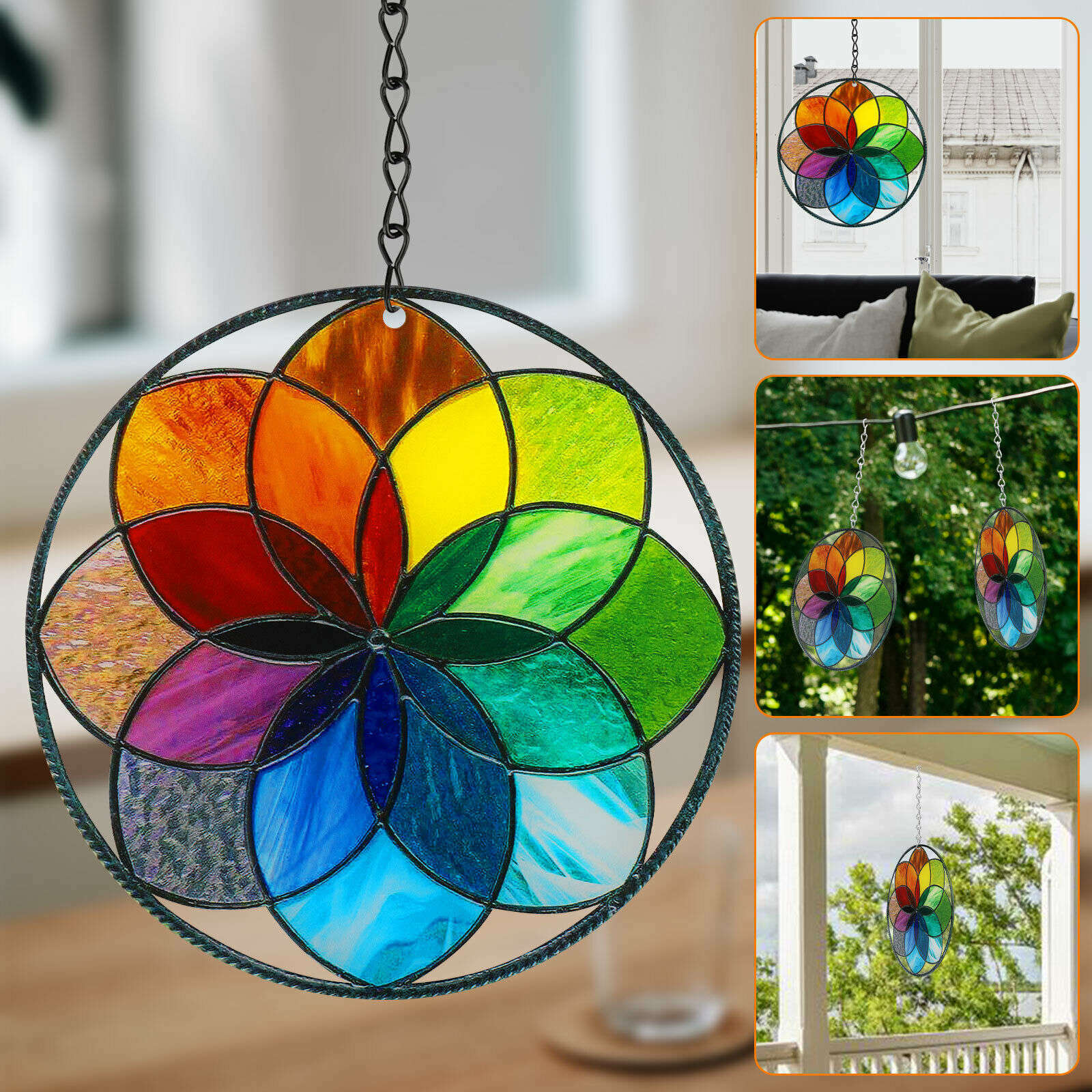 Stained Acrylic Rainbow Window Panel Hanging Suncatcher Wall Pendant Decoration
