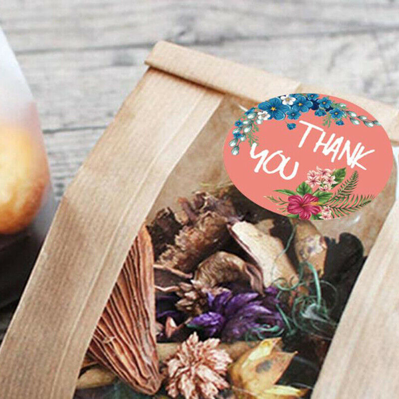 500Pcs / Roll Flowers Thank You Stickers For Seal Labels Gift Packaging S.l8