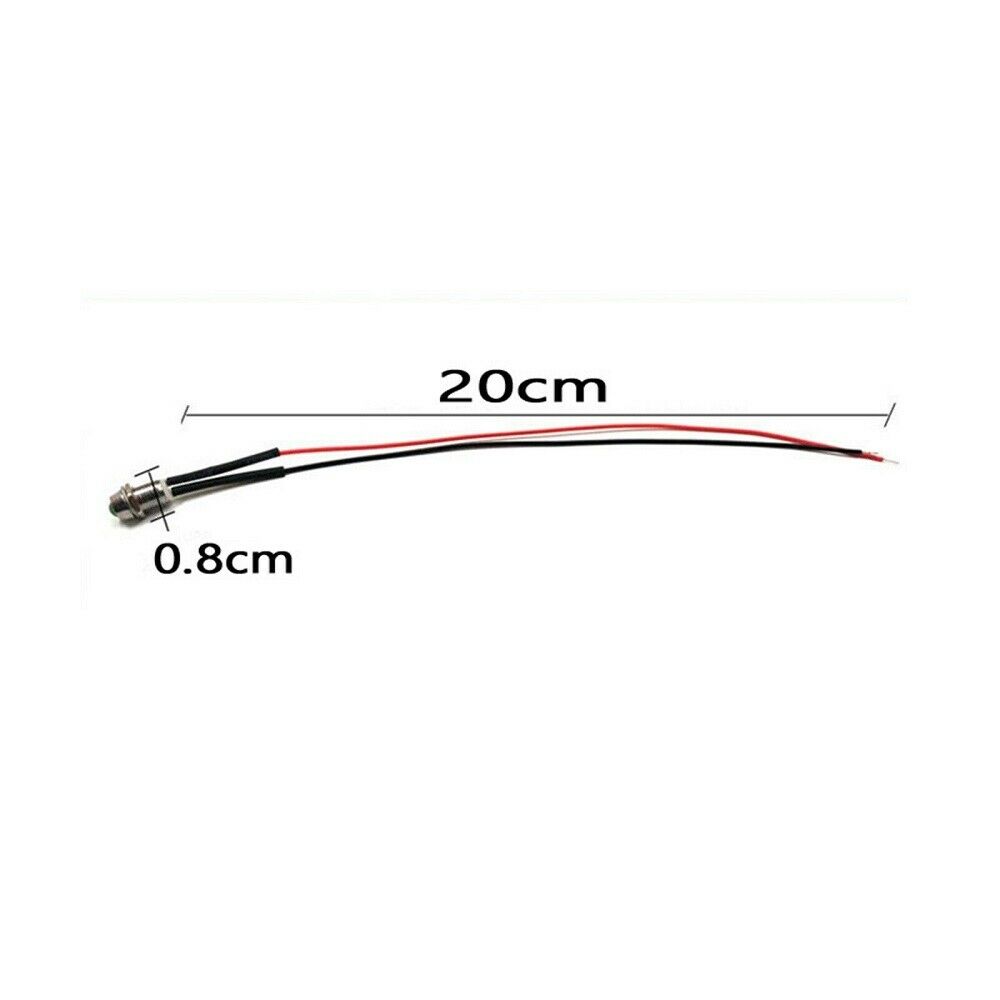 10* Red 8mm 12V LED Indicator Lamp Warn Light Pilot Dash Panel Car Truck Boat US