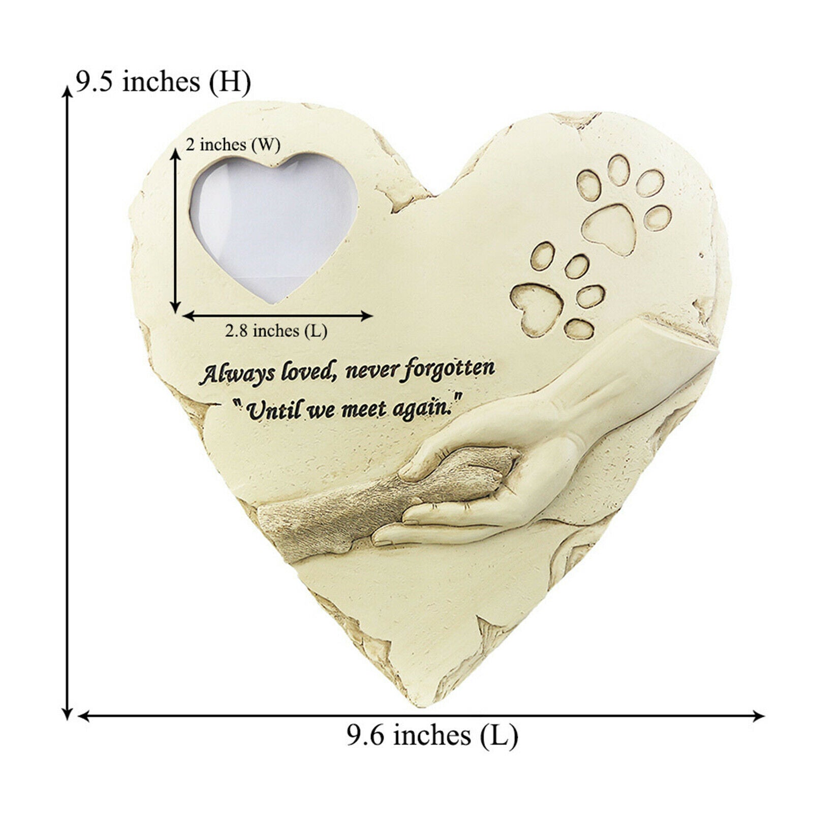 Pet Memorial Stone Paw Print Headstone Photo Frame Garden Puppy Grave Marker