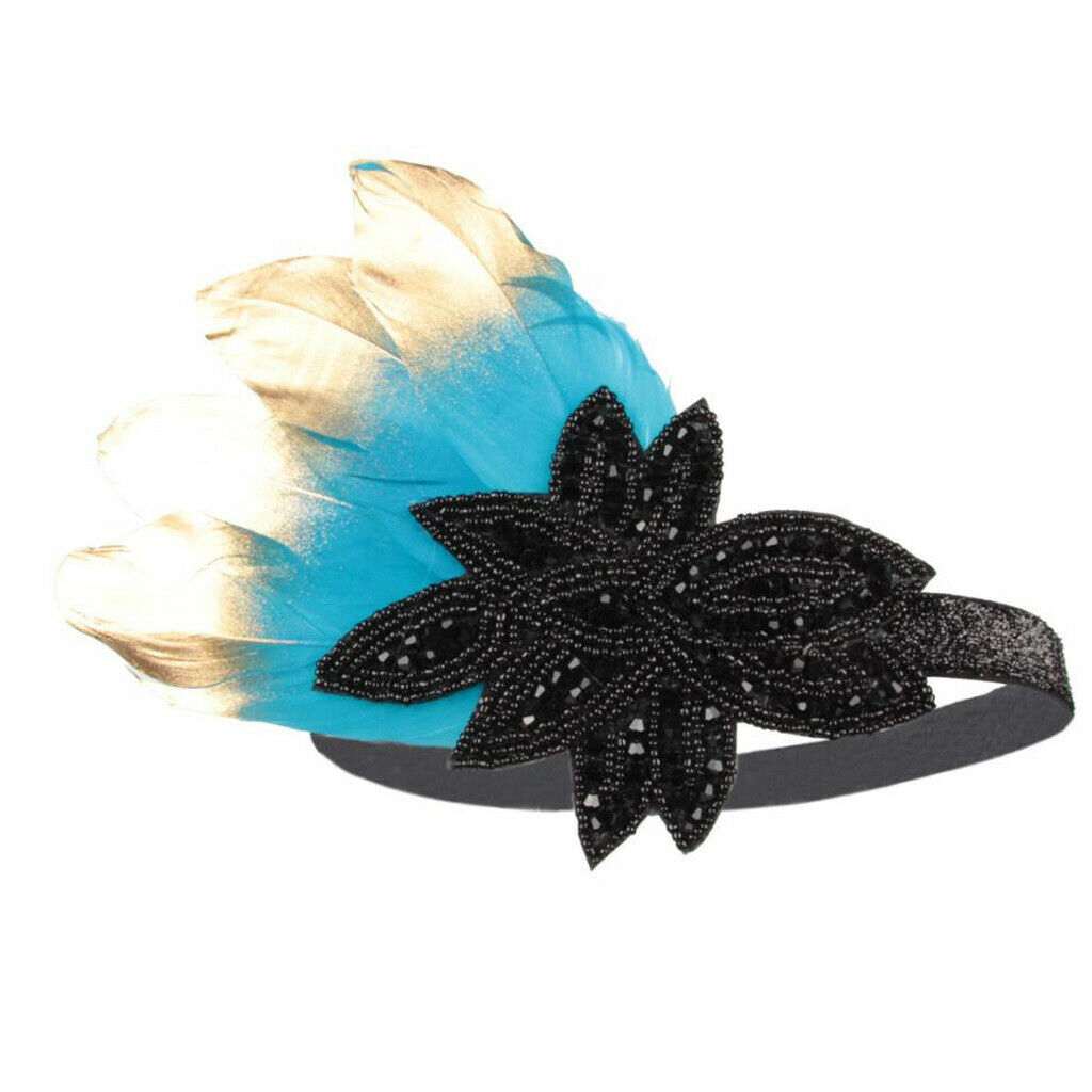 1920s Retro Style Costume Accessory Feather Flapper Headpiece Headband Blue