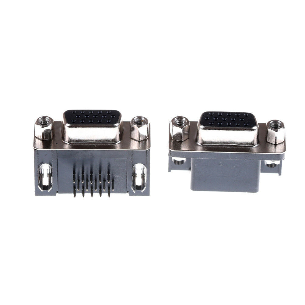 2PCS VGA DB15 15Pin D-SUB 3 Row Female Right Angle PCB Solder Cable Connector Tt