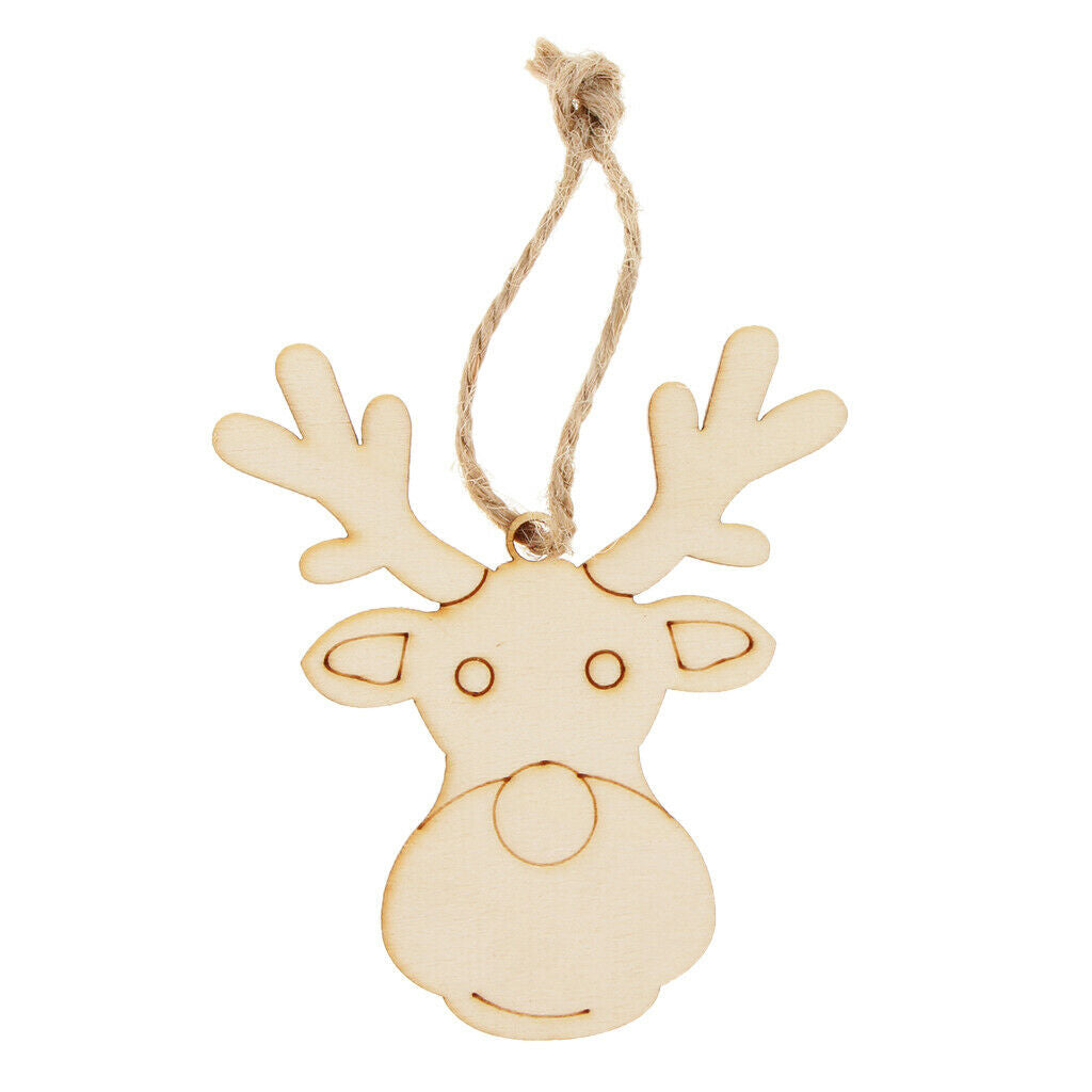 Pack of 20/Set Christmas Wooden Pieces DIY Craft Santa Snowflake Bell Deer Gift