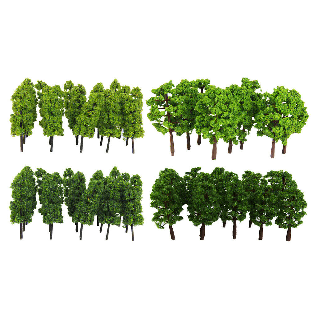 60x Plastic Green Trees Train Park Street Layout Dioramas Decor 1:150 Scale