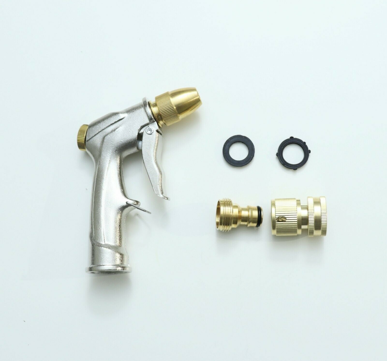 Metalic Garden Hose Nozzle + Quick connect Heavy Duty Metal Water High Pressure