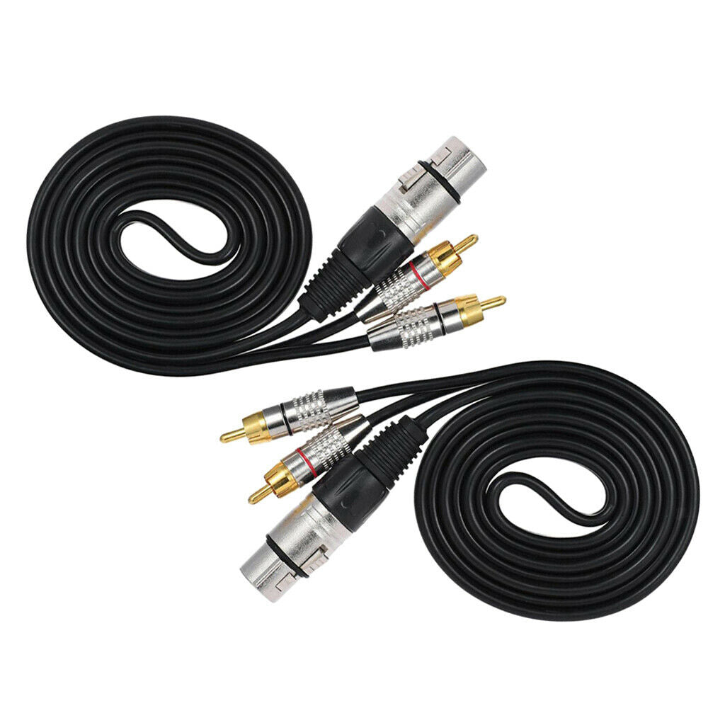 2Pieces Double RCA Male Plug to XLR 3 Pin Female Jack Audio Cable Connector