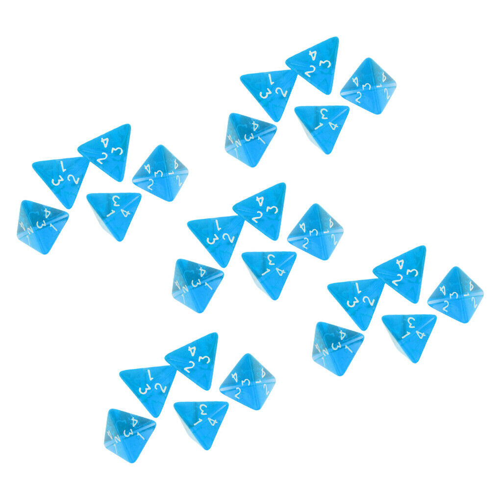 Pack Of 25 Acrylic 2cm Four Sided Triangle Dice D4 For DND MTG RPG Roleplay