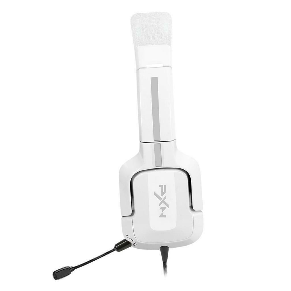 Gaming Headset with Noise Reduction Detachable Mic Adjustable for PC White