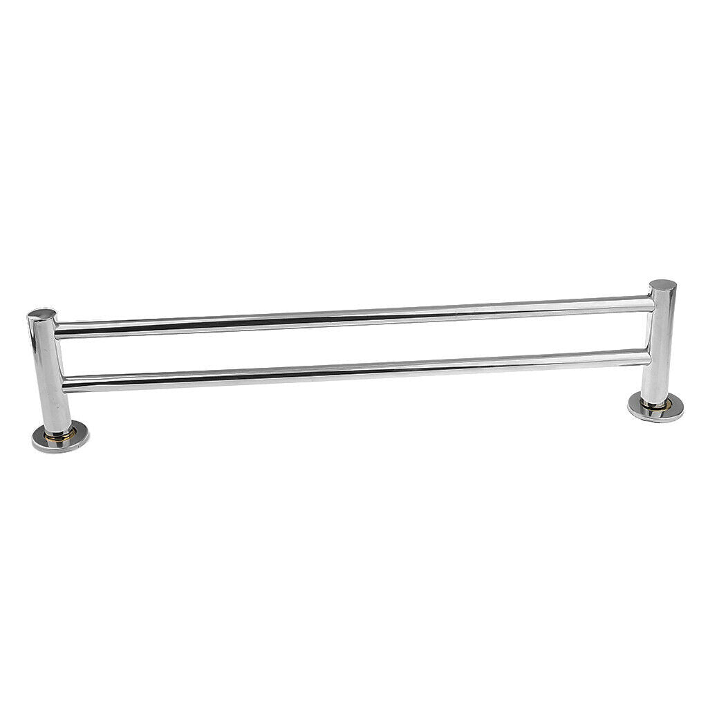 Bathroom 56cm Stainless Steel Round Double Towel Rail Rack Bar Holder Chrome