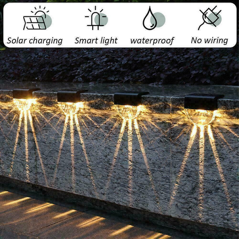 4 PCS LED Solar Powered Fence Wall Lights Garden Lamp Patio Step I5V4 N7O5
